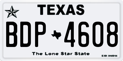TX license plate BDP4608