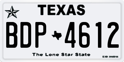 TX license plate BDP4612