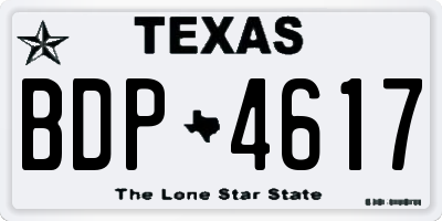 TX license plate BDP4617