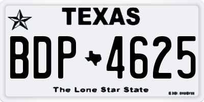TX license plate BDP4625