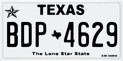 TX license plate BDP4629