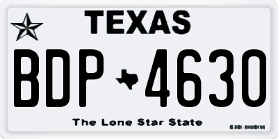 TX license plate BDP4630