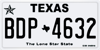 TX license plate BDP4632