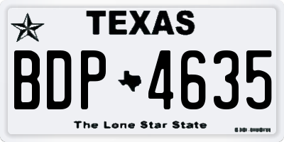 TX license plate BDP4635