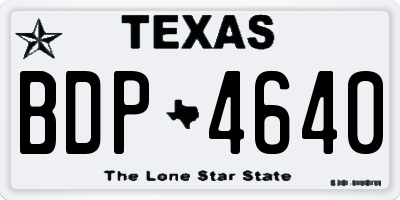 TX license plate BDP4640
