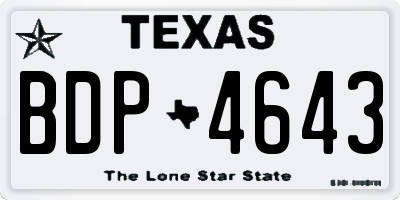 TX license plate BDP4643