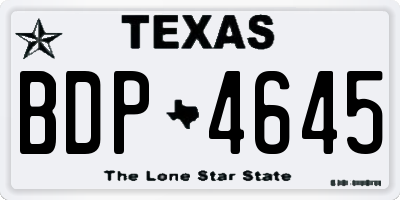 TX license plate BDP4645