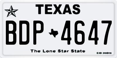 TX license plate BDP4647