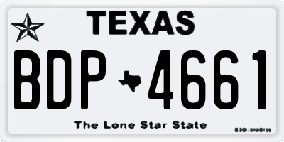 TX license plate BDP4661