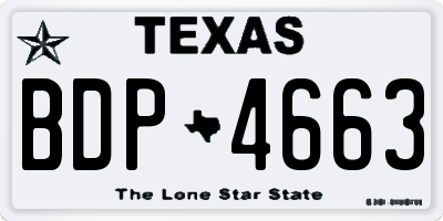TX license plate BDP4663