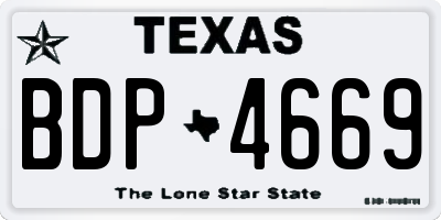 TX license plate BDP4669