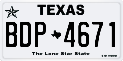 TX license plate BDP4671