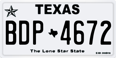 TX license plate BDP4672