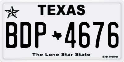 TX license plate BDP4676