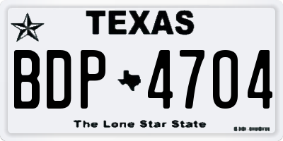 TX license plate BDP4704