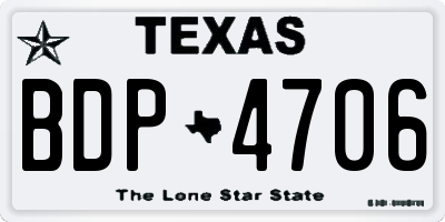TX license plate BDP4706