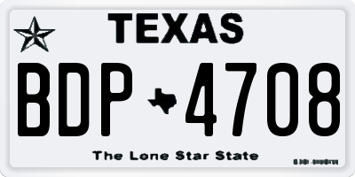TX license plate BDP4708