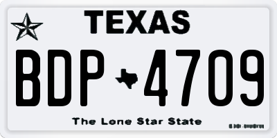 TX license plate BDP4709