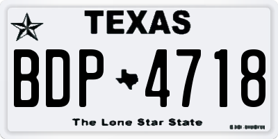 TX license plate BDP4718