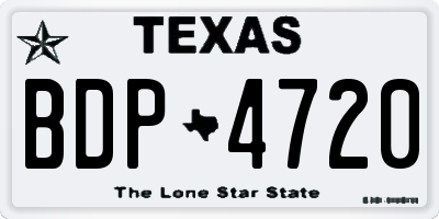 TX license plate BDP4720