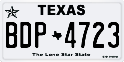 TX license plate BDP4723