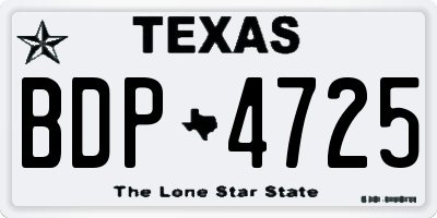 TX license plate BDP4725