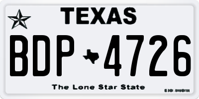 TX license plate BDP4726