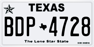 TX license plate BDP4728