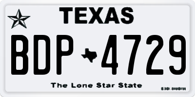TX license plate BDP4729