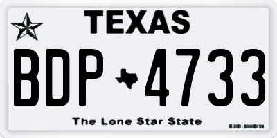 TX license plate BDP4733