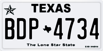 TX license plate BDP4734