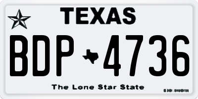 TX license plate BDP4736