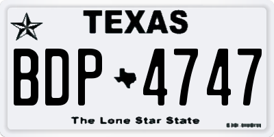 TX license plate BDP4747