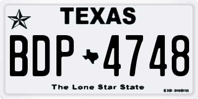 TX license plate BDP4748
