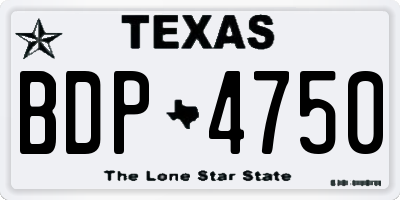 TX license plate BDP4750