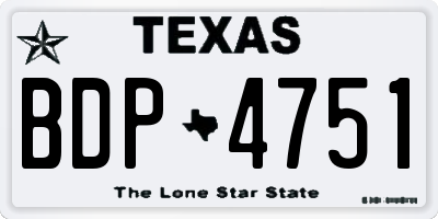TX license plate BDP4751