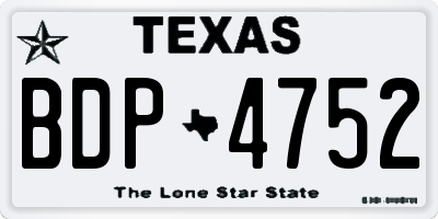 TX license plate BDP4752