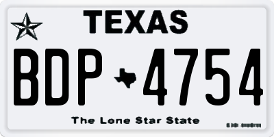 TX license plate BDP4754