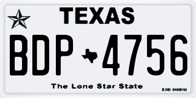 TX license plate BDP4756
