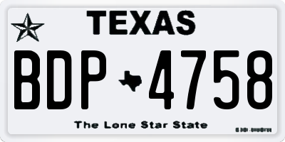 TX license plate BDP4758
