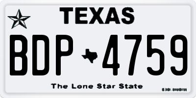 TX license plate BDP4759