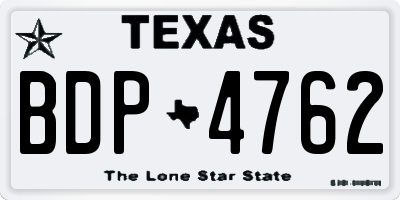 TX license plate BDP4762