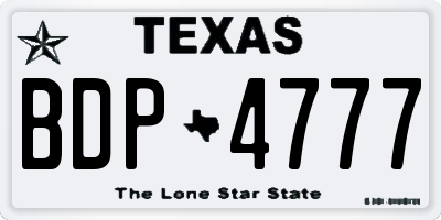 TX license plate BDP4777