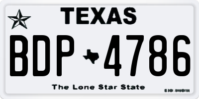 TX license plate BDP4786