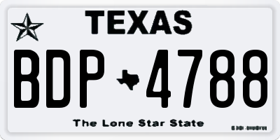 TX license plate BDP4788