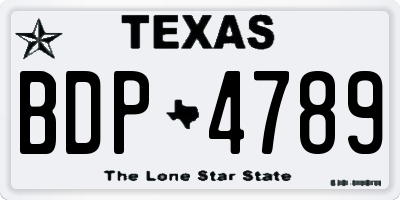 TX license plate BDP4789