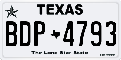 TX license plate BDP4793