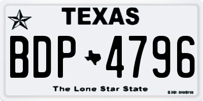 TX license plate BDP4796