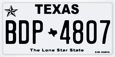 TX license plate BDP4807