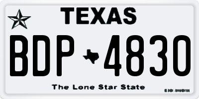 TX license plate BDP4830